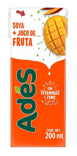Ades Bebida De Soya Jugo De Fruta Mango 12pzs De 200ml