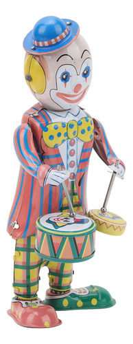 Figura De Reloj Retro De Hojalata, Payaso, Baterista, De Jug