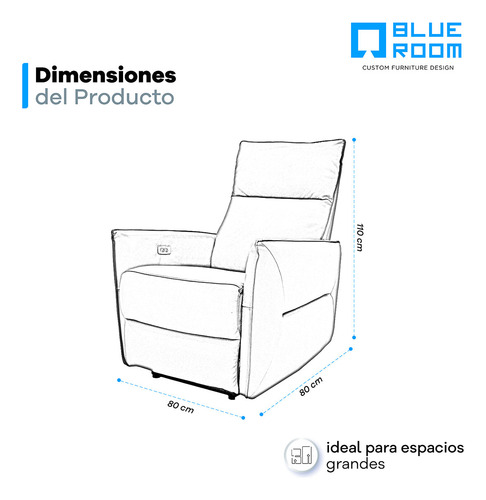 Sillón Reclinable Eléctrico En Tela Sofisticado Color Gris