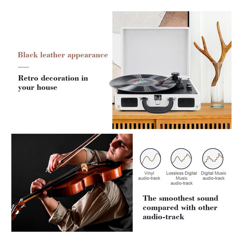 Player De Disco De Vinilo Tirnable Inalámbrico Bluetooth De