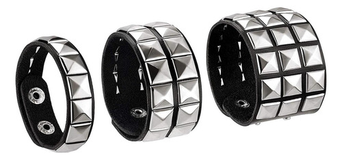 W 3 Uds. Pulseras Punk Con Tachuelas Para Hombres Y Mujeres,