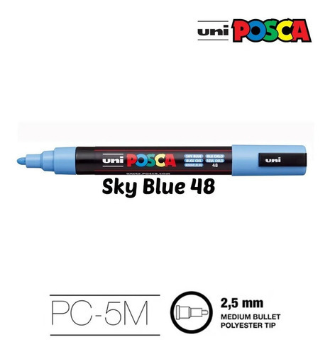 Caneta Posca Uniball Pc-5m Sky Blue