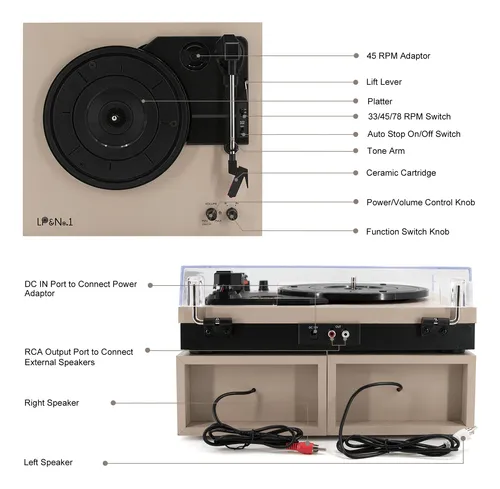 Tocadiscos Lp&no.1 Con Altavoces Externos, Tocadiscos De Vi.