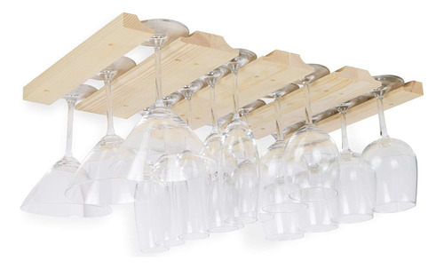 Under Cabinet Mount Wood Stemware Rack 30cm Long Natura...