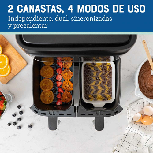Imagen 6 de 9 de Freidora De Aire Dual Oster® Con Recubrimiento Antiadherente Color Negro