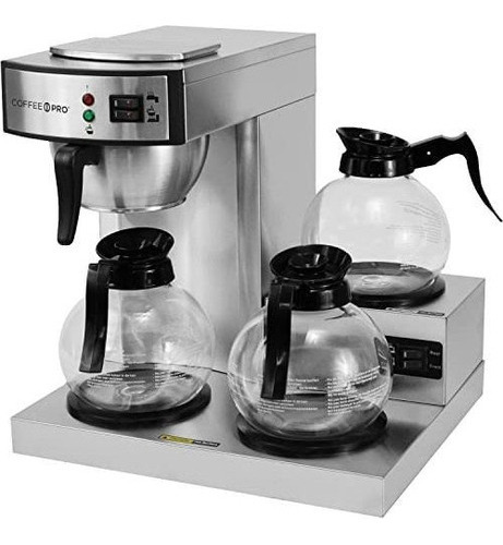 Coffee Pro CprLG Cafetera Comercial De 3 Quemadores Color Silver