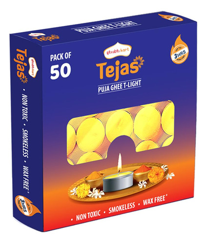 50 Velas De Te Puro Ghee Deepak/tea Light Con 3 Horas De Tie