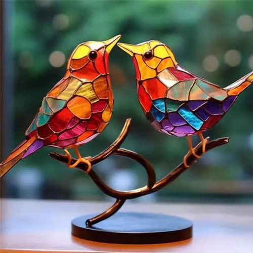 O Set De Ramitas De Pájaros Para Mesa De Vitral Decorativo