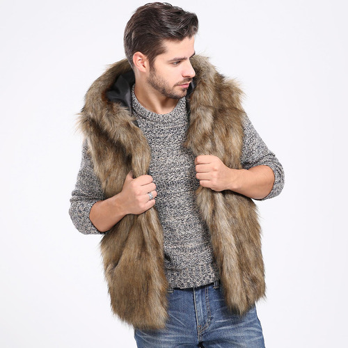 Abrigo En D Para Hombre, Sin Mangas, Color Liso, Con Capucha