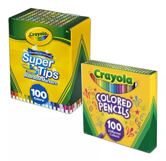 Kit Set Crayola 200 Supertips Marcadores Lapices Colores
