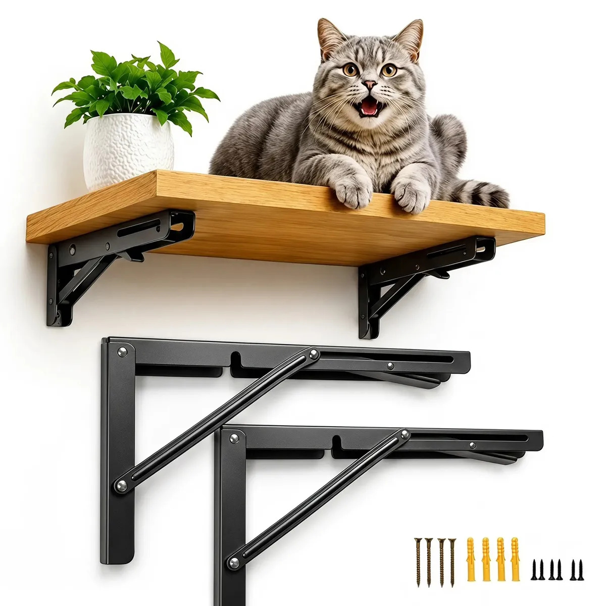 Soportes Para Repisa 12 Pulgadas 2 Piezas Ménsulas Metálicas Triangulares Para Estantes Soporte De Pared Resistente Negro Nuseek