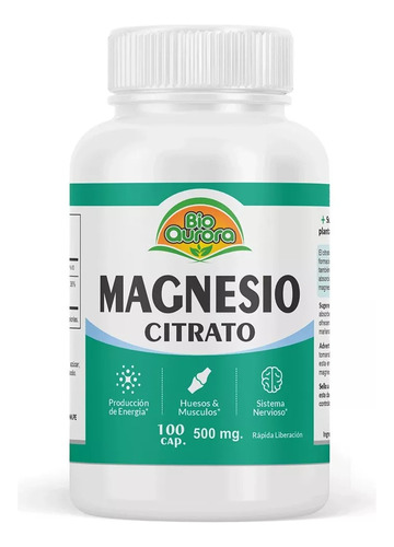 Citrato De Magnesio - 500mg - 100 Capsulas