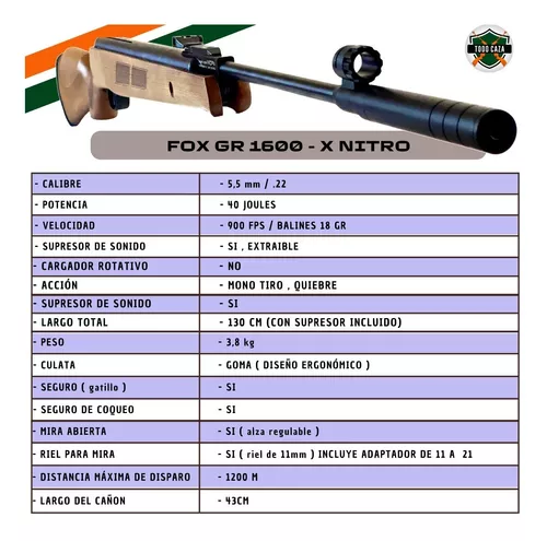 Rifle Fox GR 1600 Nitro Pistón