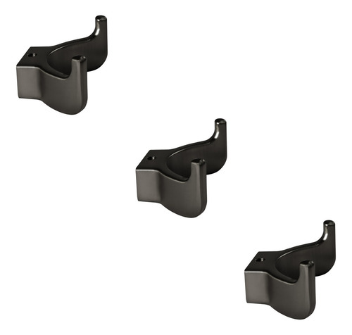 Kit 03 Cabide Com Gancho Duplo De Parede (batel Preto Fosco)