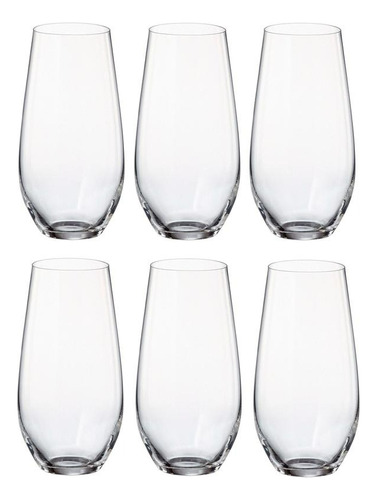 Imagen 3 de 5 de Vasos Cristal Bohemia Altos Trago Largo 580ml Setx6 Columba