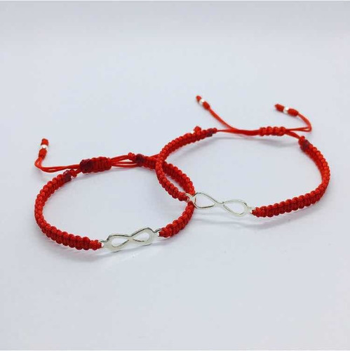 Pulsera Parejas Hilo Rojo Infinito Plata