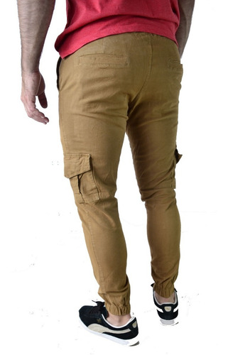 Imagen 3 de 7 de Pantalon Cargo Gabardina Verde Gris Hombre The Big Shop