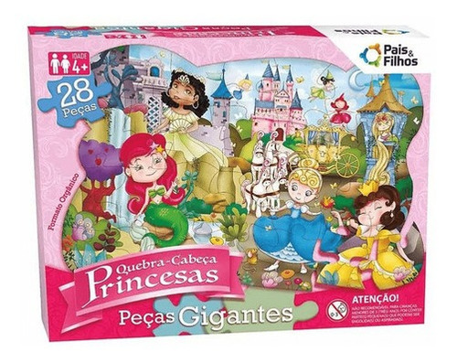Imagem 3 de 4 de Quebra-cabeça Gigante - Princesas 28 Peças - Pais E Filhos