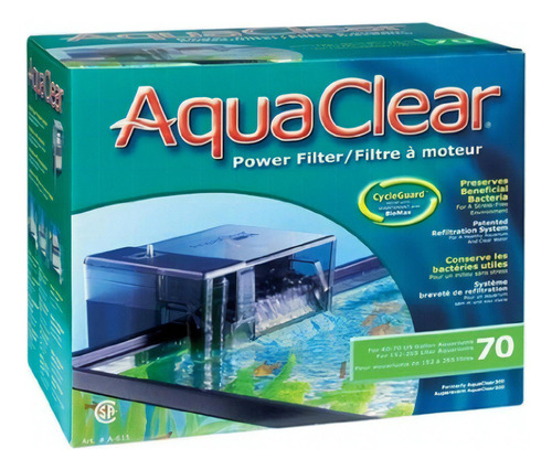 Filtro Cascada Aquaclear 70 Pecera De Hasta 265 Litros Peces Voltaje 0
