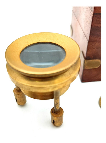 Lupa Cartografica Antigua De Bronce (caja Madera) - Nautico (Usado)
