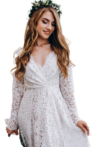 White Long Sleeve Lace Tail Dress