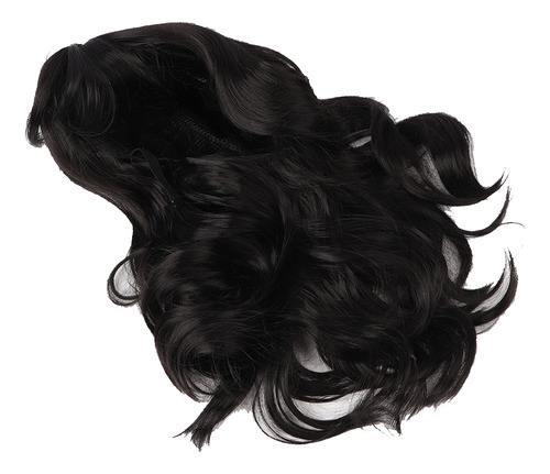 Peluca Rizada For Mujer Longitud Media Color Negro