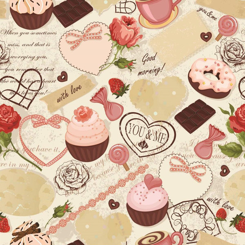 Papel De Parede Adesivo Lavável Cupcake 9m