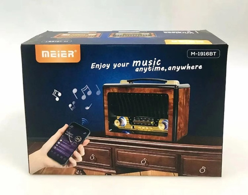Radio Vintage Bluetooth Amfm/sw Portátil Lector Usb Tf Meier