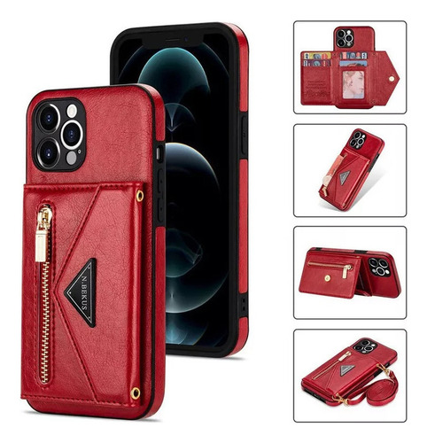 Funda De Piel Para iPhone Funda Tipo Cartera Con Correa