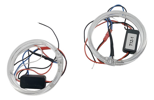 X2 Anillos Luz Led Circular Universal Ojos De Ángel Azul