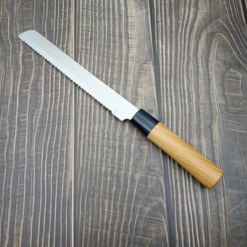 Faca Para Pão Japan Inox Cabo Amadeirado Profissional Kehome Cor Prateado
