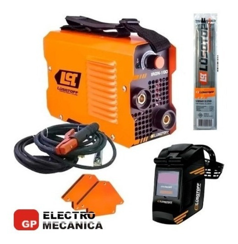 Imagen 2 de 8 de Soldadora Inverter Lusqtoff Iron 100 Mascara Escuadras Elect