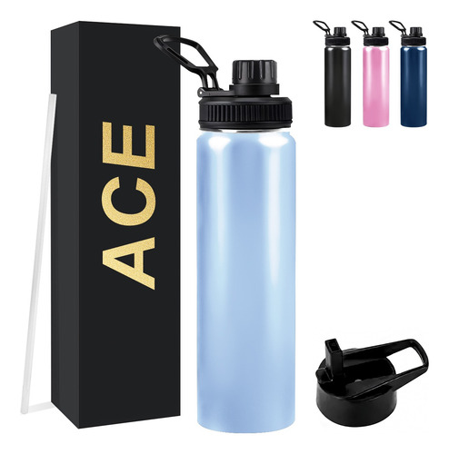 Termos Agua Set Mate Bombilla Acero Inoxidable Ace+2tapas
