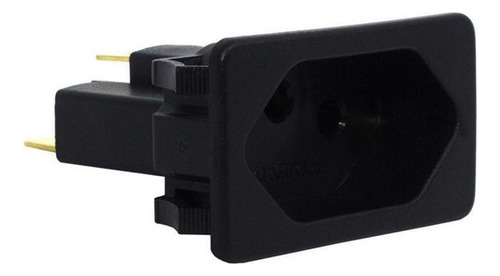 Tomada Para Painel Elétrico 10a 2p+t Com Poço Interno Preta Cor Preto
