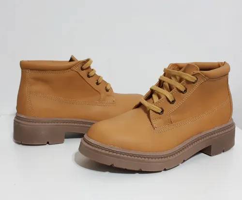 Borcegos Botita Cuero Camel Mujer