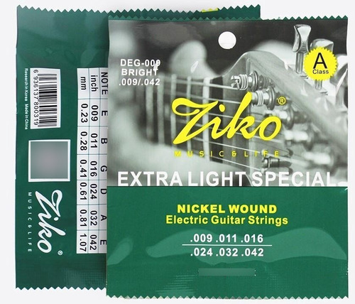 Set Cuerdas Guitarra Eléctrica Ziko Deg-009