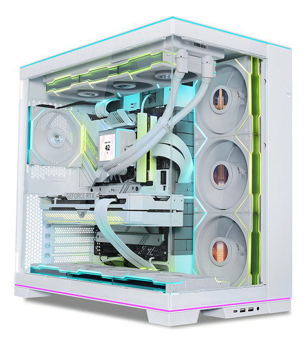 Gabinete para jugadores Lian Li O11 Dynamic Evo Rgb Wt Temp Glass, color blanco
