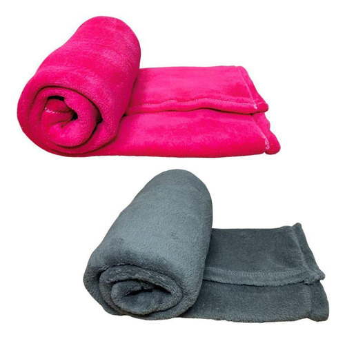Kit 2 Cobertores Pet Cor Rosa E Cinza