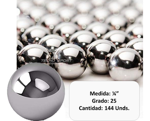 Imagen 6 de 9 de Balin Para Manzana De Bicicleta 1/4 X 144 Unds Rodamiento