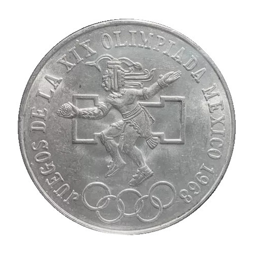Moneda Plata De 1968 $25 Olimpiada Aro Bajo 7