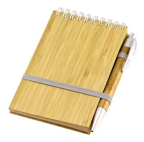 Libreta De Bamboo C/tapas Duras De Madera De Bamboo, 4 Unds