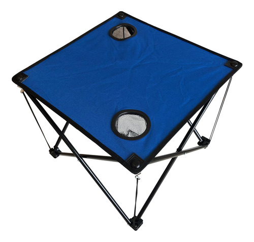 Imagen 6 de 10 de Mesa De Tela Plegable Con Portavasos Con Funda Azul Iael