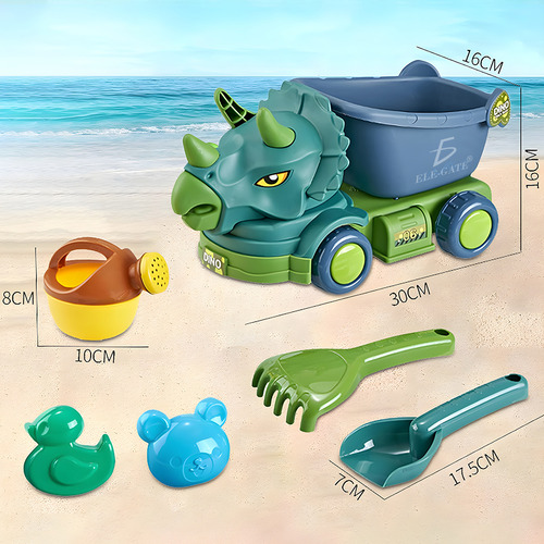 Set Juguetes Playa Arena Dino Camión Pala Rastrillo Moldes