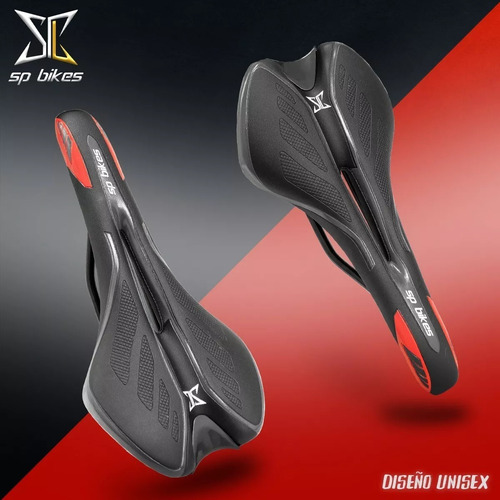Asiento Negro/rojo Vzr Para Bicicleta Ruta / Montaña