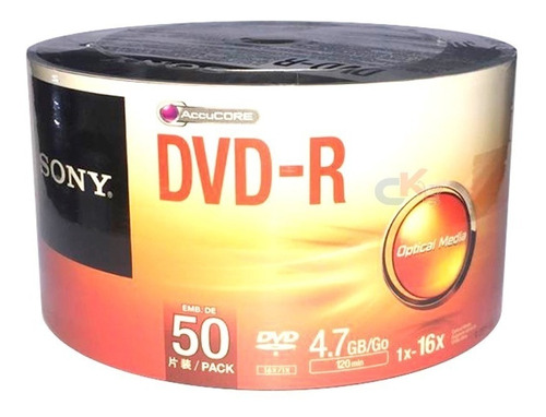 Discos Dvd-r Sony 4.7gb 16x Graba Tus Videos Cono X 50 Disco