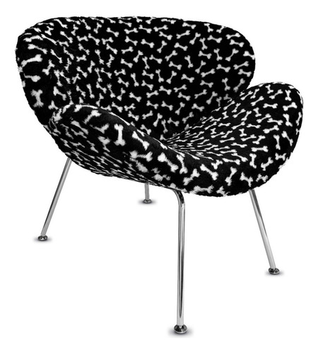 Sillon Paulin Tapizado Tela Peluche Animal Print Color Huesitos