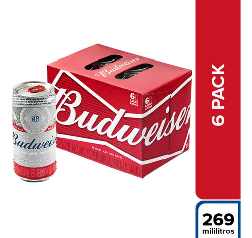 Six Pack Budweiser Lata - mL a $3