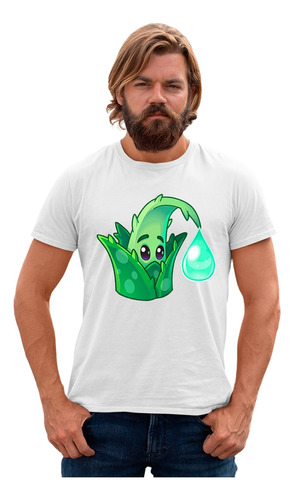 Playera Panda Blanca De Plantas Vs Zombies Aloe Pvz