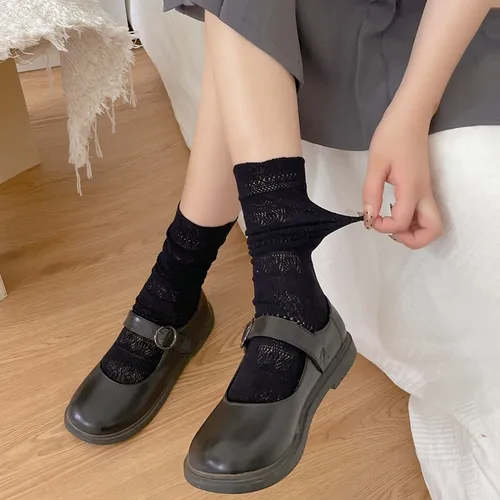 Calcetines De Malla Ahuecados, 2 Pares, Retro, Con Encaje Fl