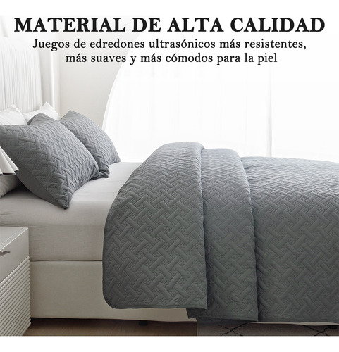 Juego de Ligero Edredón Doble Vista con 2 Fundas King Size Nanwei Hipoalergénico Diseño de la Tela Rayasadecuado Para Todas las Estaciones Gris